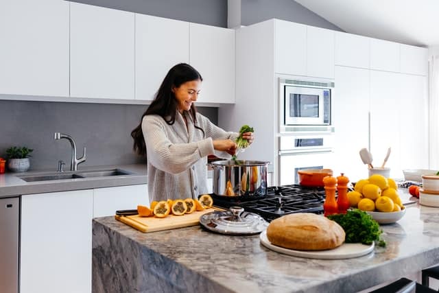 A woman preparing her healthy food