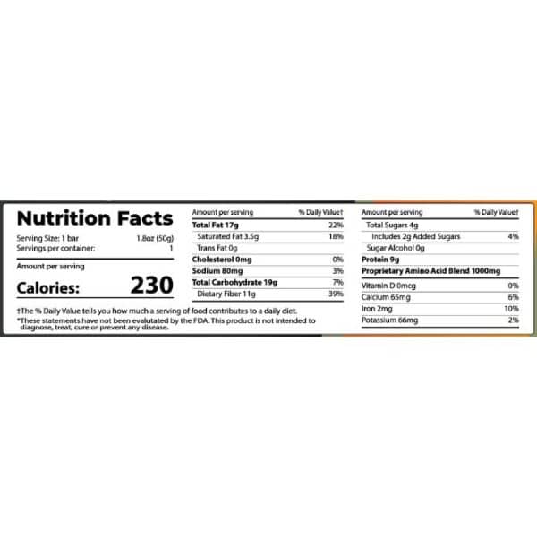 Perfect Amino Brownie Bar Nutrition Facts